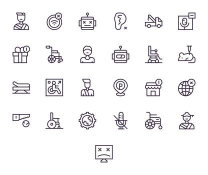 25 Regular Line Pixel Optimized 128x128 Icons from Disabled Suite vector