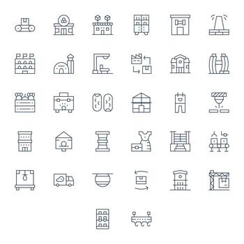 Warehouse Icon Repository containing 32 Thin Line 128x128 Editable graphics vector