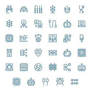 circuito icono caja de herramientas presentando 35 píxel alineado 128x128 regular línea elementos vector