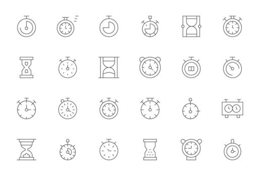 Elapsed Time featuring 24 High Resolution Icons in Thin Line Design vector