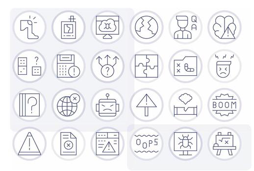 24 128x128 Icons for Problem in Editable Thin Line Format vector