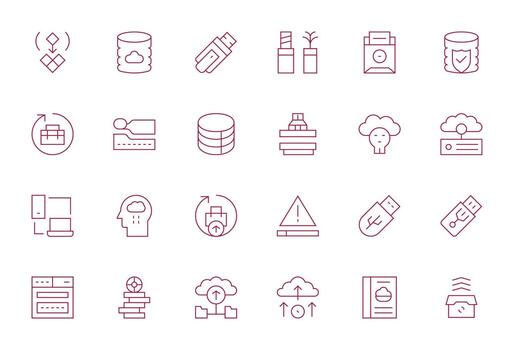 24 monitor Perfecto íconos temática alrededor datos apoyo en alto resolución Delgado línea formato vector