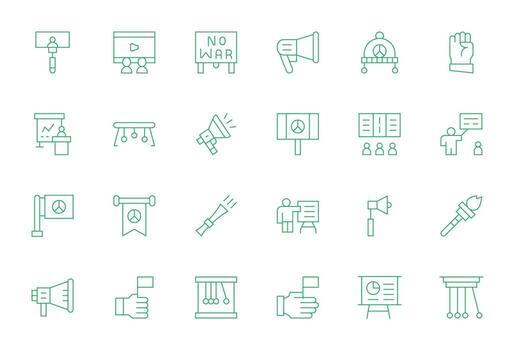 24 Delgado línea íconos desde demostración en alto resolución píxel optimizado calidad vector