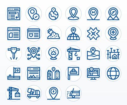 Site Icon Toolkit featuring 28 PIXEL Perfect 64x64 Bold Line elements vector
