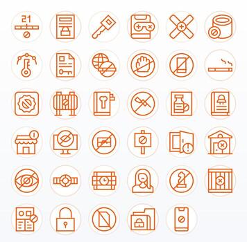 Restricted Access Modern Collection with 35 Regular Line Retina Ready Pixel Aligned Icons vector