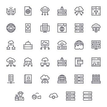 35 128x128 Icons for Hosting in Display Perfect Regular Line Format vector
