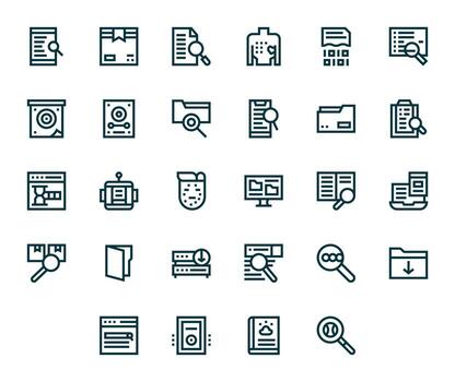 28 Bold Line Pixel Aligned Icons tailored for Retrieve 64x64 interface vector