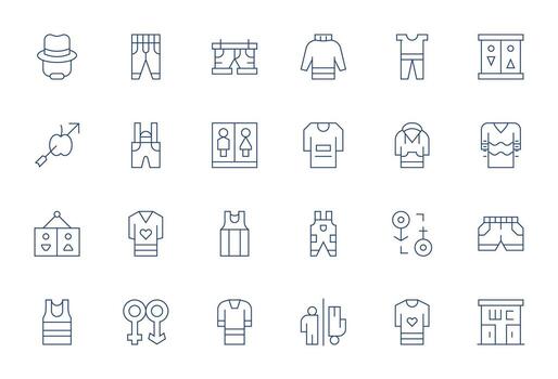 unisexo alto resolución icono paquete con 24 Delgado línea píxel optimizado elementos vector