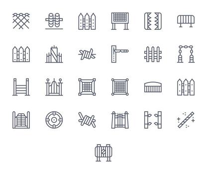 25 retina Listo regular línea íconos para cerca con píxel alineado precisión vector