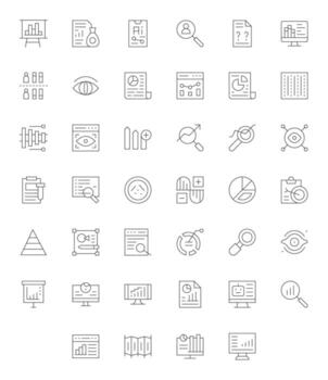 40 Thin Line Icons designed for Data Analysis in 128x128 Display Perfect format vector