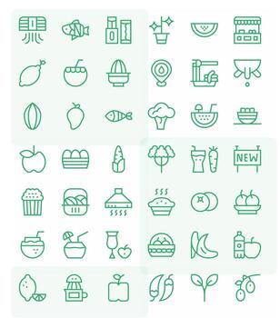 Fresh Pixel Optimized Set with 42 256x256 Regular Line Icons vector