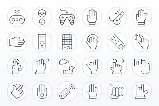 24 íconos para mando optimizado en monitor Perfecto 64 x 64 Delgado línea resolución vector