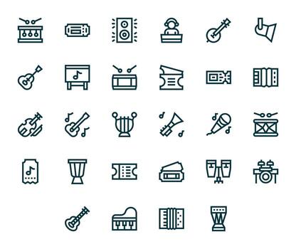 28 Icons for Concert optimized in Editable 128x128 Bold Line resolution vector