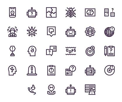 problema escalable conjunto presentando 28 monitor Perfecto negrita línea alto resolución íconos vector