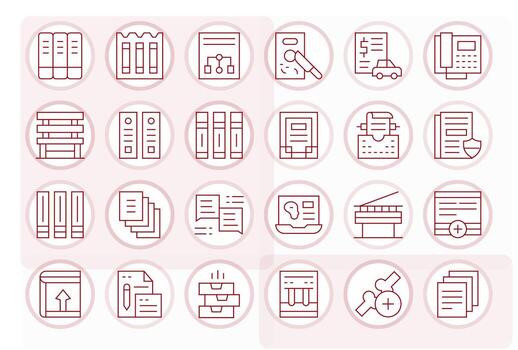 24 Delgado línea íconos diseñado para documento administración en 256x256 píxel Perfecto formato vector