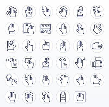 Touch Icon Collection with 35 High Resolution Regular Line Designs vector