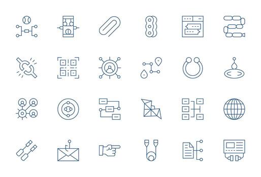 Link Visual Pack containing 24 Thin Line Editable Icons vector