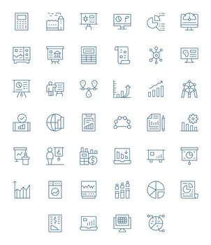 40 Thin Line PIXEL Perfect Vectors for Graph Theme