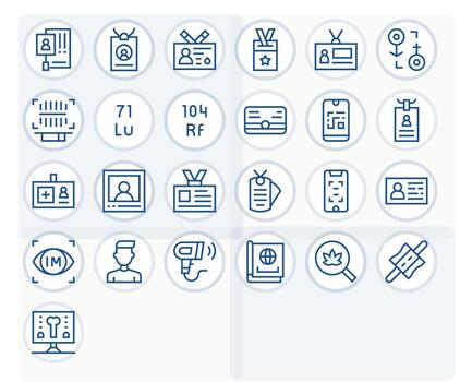 Identification Icon Toolkit featuring 25 Pixel Optimized 256x256 Regular Line elements vector
