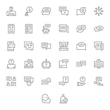 Support Request including 32 High Resolution Thin Line Illustrations vector