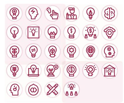 28 128x128 Icons for Idea in Pixel Optimized Bold Line Format vector