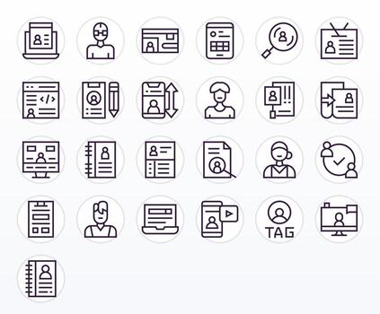 usuario datos profesional conjunto con 25 regular línea píxel Perfecto 128x128 íconos vector