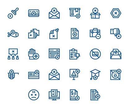 28 Bold Line Grid Fitted High Resolution Icons from Not Accepted Suite vector