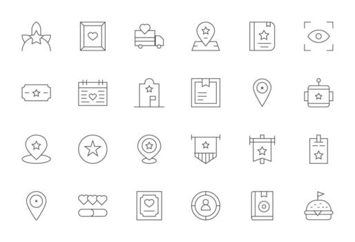 24 Thin Line Editable Icons tailored for Highlighted 256x256 interface vector