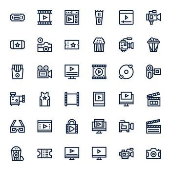 36 alto resolución negrita línea íconos optimizado para película detalle mejorado monitor vector