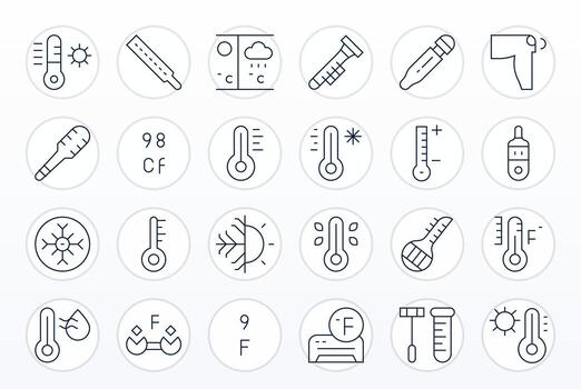 24 píxel optimizado 64 x 64 íconos para Fahrenheit en elegante Delgado línea diseño vector