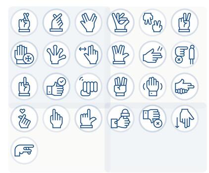 25 256x256 Icons for Hand Gesture in Display Perfect Regular Line Format vector