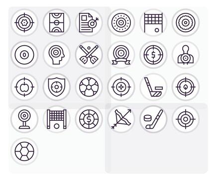 objetivo último paquete con 25 alto resolución regular línea píxel Perfecto íconos vector