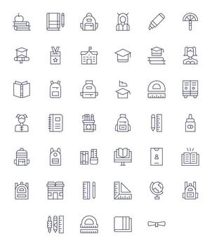 40 Thin Line Icons designed for Student in Retina Ready PIXEL Perfect format vector