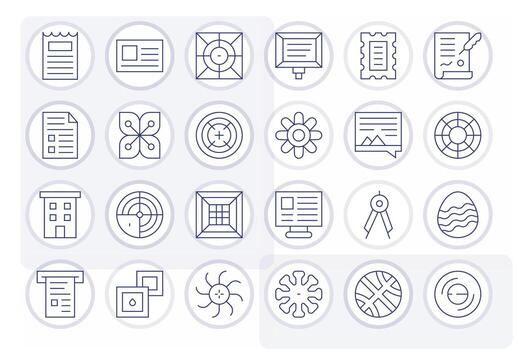 Lines Icon Collection featuring 24 Pixel Optimized 256x256 Thin Line Designs vector