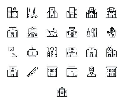 Surgery Modern Collection with 25 Regular Line 256x256 Pixel Aligned Icons vector