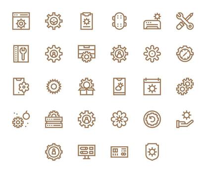 configuración profesional conjunto con 28 negrita línea píxel Perfecto alto resolución íconos vector