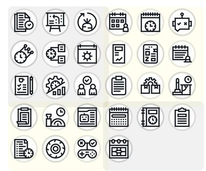 28 detalle mejorado íconos temática alrededor tarea en 64 x 64 negrita línea formato vector