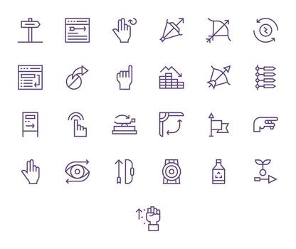 25 Icons for Arrow optimized in Grid Fitted 128x128 Regular Line resolution vector