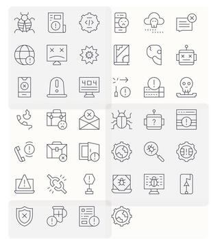 Error Modern Collection with 40 Thin Line High Resolution Pixel Optimized Icons vector