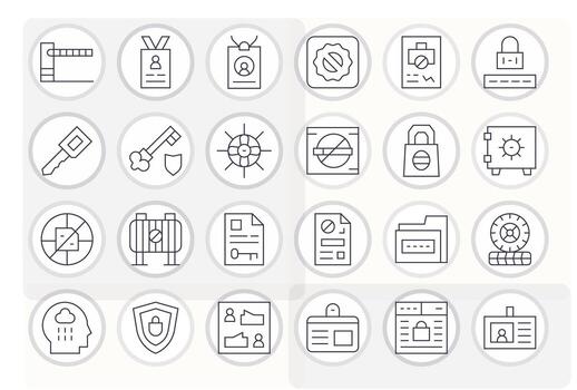 Access Control Scalable Set featuring 24 Detail Enhanced Thin Line 128x128 Icons vector