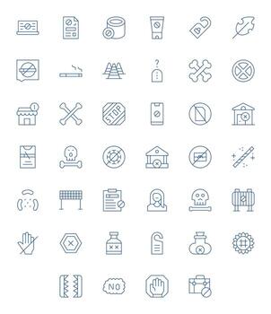 40 Thin Line Display Perfect Icons crafted for No Entry High Resolution applications vector