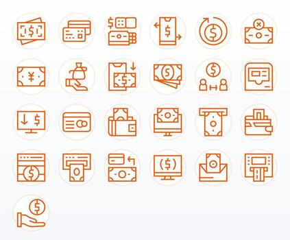 Regular Line Pixel Optimized Icons from Withdraw Set with 25 128x128 Icons vector