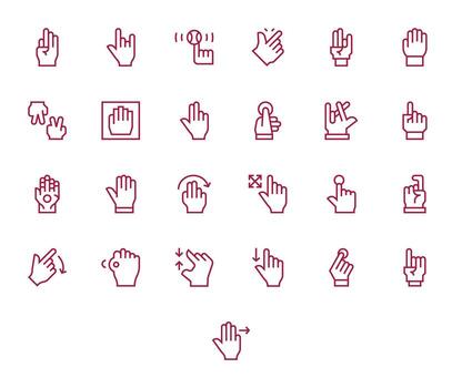 Touch Icon Library with 25 Regular Line High Resolution Editable Designs vector