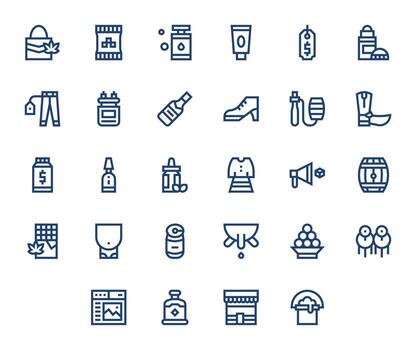 Product Comprehensive Bundle with 28 Pixel Aligned Bold Line High Resolution Icons vector