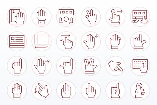 Touchscreen High Resolution Icon Pack with 24 Thin Line Editable Elements vector