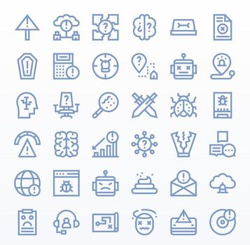 Problem Icon Toolkit featuring 36 Editable 64x64 Bold Line elements vector