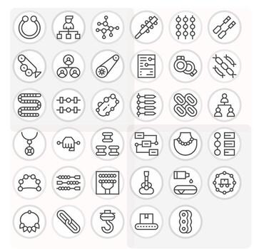 Chain Icon Toolkit featuring 35 Pixel Optimized 64x64 Regular Line elements vector