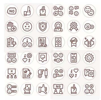 36 Icons for Disapproval optimized in Editable 256x256 Bold Line resolution vector