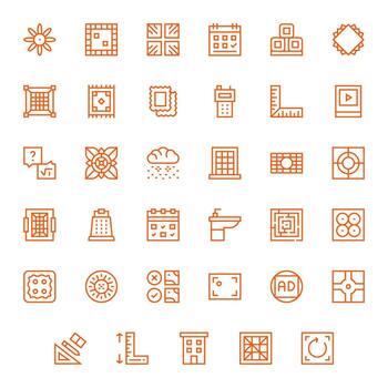 35 High Resolution Pixel Aligned Icons for Square in Regular Line Theme vector