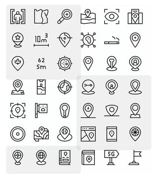 zona prima haz con 42 alto resolución píxel alineado regular línea íconos vector